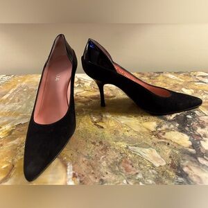 Escada Heels Pumps Black Suede And Patent Leather Size 9 $495